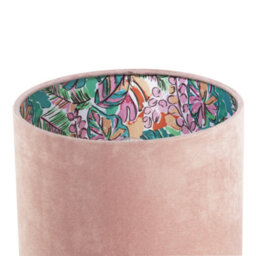 Happy Homewares Rose Pink Velvet Drum Lamp Shade With Inner Watercolour Floral Pattern - thumbnail 8