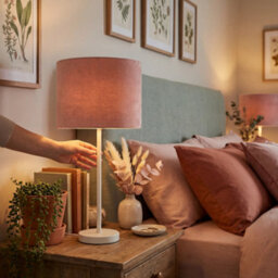 Happy Homewares Rose Pink Velvet Drum Lamp Shade With Inner Watercolour Floral Pattern - thumbnail 6