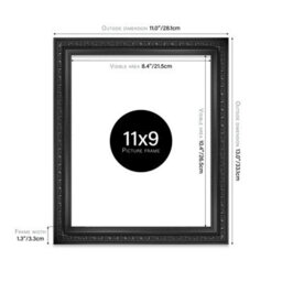 11X9 Black Ornate Picture Frame (27.9 X 22.9Cm) Poster, Photo, Artwork, Gallery Wall Or Print - thumbnail 2
