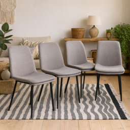 Wyld Haus Set Of 4 Mosslight Grey Upholstered Dining Chairs With Black Metal Legs - thumbnail 3