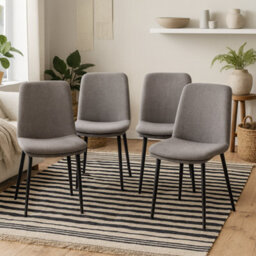 Wyld Haus Set Of 4 Mosslight Grey Upholstered Dining Chairs With Black Metal Legs - thumbnail 1