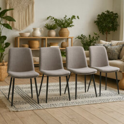 Wyld Haus Set Of 4 Mosslight Grey Upholstered Dining Chairs With Black Metal Legs - thumbnail 2