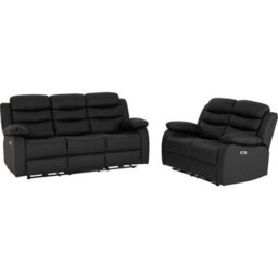 Seconique Roma 3+2 Electric Recliner Suite Black Faux Leather - thumbnail 2