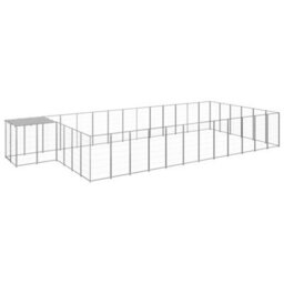 Berkfield Dog Kennel Silver 22.99 M2 Steel - thumbnail 1