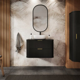 Heze Furniture Elegance Glamour Style 2 Drawer Bathroom Vanity Cabinet 60Cm - Black - thumbnail 1