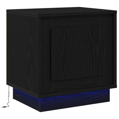 Berkfield Modern Bedside Cabinet With Led Lights Black Oak 44X34,5X45 Cm - image 1