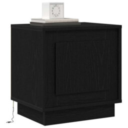 Berkfield Modern Bedside Cabinet With Led Lights Black Oak 44X34,5X45 Cm - thumbnail 3