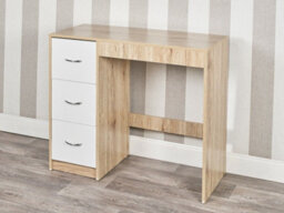 Urbn-Living Urbnliving Height 79.5Cm 3 Drawer Wooden Bedroom Dressing Computer Work Table Desk Oak Carcass And White Drawers Jewellery - thumbnail 2