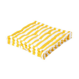 Homescapes Cotton Yellow Thick Stripe Floor Cushion, 40 X 40 Cm