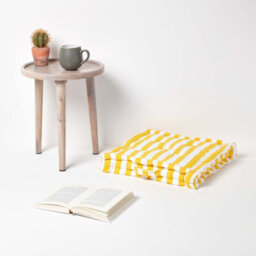 Homescapes Cotton Yellow Thick Stripe Floor Cushion, 40 X 40 Cm - thumbnail 2