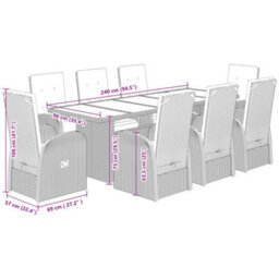 Berkfield 9 Piece Garden Dining Set With Cushions Grey Poly Rattan - thumbnail 7
