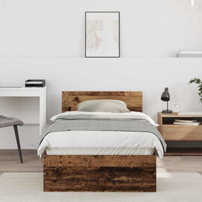 Walplus Bed Frame With Headboard Old Wood 75 X 190 Cm Engineered Wood - image 1