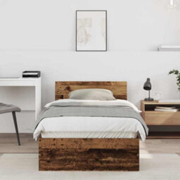 Walplus Bed Frame With Headboard Old Wood 75 X 190 Cm Engineered Wood - thumbnail 1