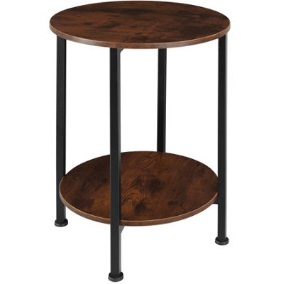 Tectake Bedside Table Ballina -Industrial Style, Round With 2 Shelves, 45 X 64 Cm - Industrial Wood Dark, Rustic - image 1