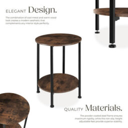 Tectake Bedside Table Ballina -Industrial Style, Round With 2 Shelves, 45 X 64 Cm - Industrial Wood Dark, Rustic - thumbnail 3