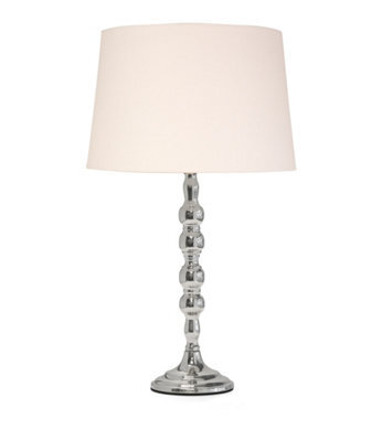 Lighting Supermarket Bergen Slimline Silver Chrome Candlestick Table Lamp With Ivory Linen Shade - image 1