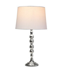 Lighting Supermarket Bergen Slimline Silver Chrome Candlestick Table Lamp With Ivory Linen Shade - thumbnail 2