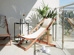 Beliani Set Of 2 Folding Deck Chairs Avellino With Replacement Fabrics Acacia Wood Dark Brown - thumbnail 2