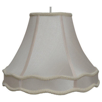 K Living Rope Trim Lightshade With Double Scallop 14 Inch In Ivory Cream Finish - image 1