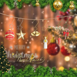 Christmas Bauble Hanging Hooks, Metal, Gold And Silver And Green, Star Shape, Size S - thumbnail 3