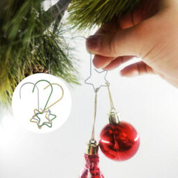 Christmas Bauble Hanging Hooks, Metal, Gold And Silver And Green, Star Shape, Size S - thumbnail 5
