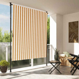 Berkfield Outdoor Roller Blind Orange And White 150X270 Cm Fabric&steel