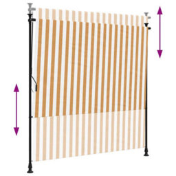 Berkfield Outdoor Roller Blind Orange And White 150X270 Cm Fabric&steel - thumbnail 6
