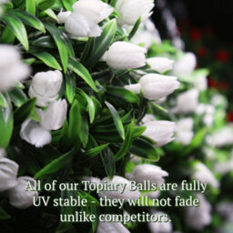 Best Artificial 28Cm Ivory White Tulip Hanging Basket Flower Topiary Ball - Suitable For Outdoor Use - Weather & Fade Resistant - thumbnail 4