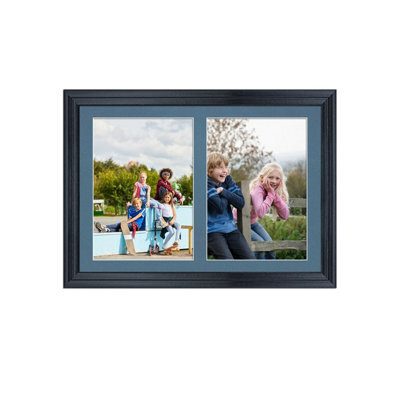 AK Frames 20X14 Black Classic Multi Photo Frame With Pompadour Mount - Holds 2 Apertures (2X) A4 Photos - image 1