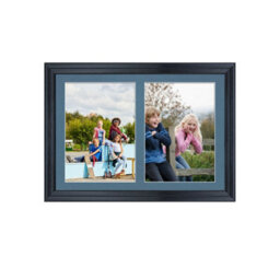 AK Frames 20X14 Black Classic Multi Photo Frame With Pompadour Mount - Holds 2 Apertures (2X) A4 Photos - thumbnail 1