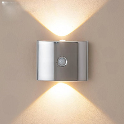 Amorly Wiring Free Rechargeable Wall Light, Wireless Bedside Ambience Night Lamp, Stairway Motion Sensor Light (Chrome) - image 1