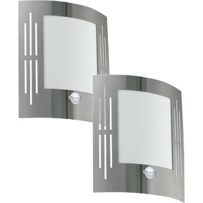 2 Pack Ip44 Outdoor Wall Lights With Pir Motion Sensor - Modern Stainless Steel Design - image 1