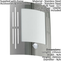 2 Pack Ip44 Outdoor Wall Lights With Pir Motion Sensor - Modern Stainless Steel Design - thumbnail 2