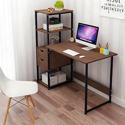 Computer Tablehome Office Corner Desk Storage Shelf W/ Bookshelf & Drawer - image 1