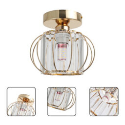 Living And Home Gold Hollow Wrought Iron Lantern Ceiling Light Crystal Shade E27,dimmable - thumbnail 2