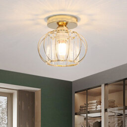 Living And Home Gold Hollow Wrought Iron Lantern Ceiling Light Crystal Shade E27,dimmable - thumbnail 3