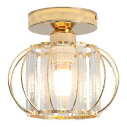 Living And Home Gold Hollow Wrought Iron Lantern Ceiling Light Crystal Shade E27,dimmable - thumbnail 1