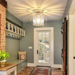 Living And Home Gold Hollow Wrought Iron Lantern Ceiling Light Crystal Shade E27,dimmable - thumbnail 5