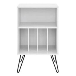 Bookcase Storage Shelving For Home Turntable Stand Unit Bookcase In White - thumbnail 2