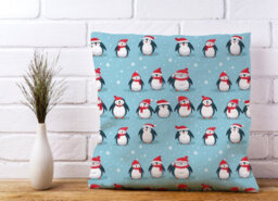 Warren Reed Designer Adorable Santa Penguins Cushions 60Cm X 60Cm - thumbnail 2