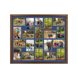 AK Frames 80X70Cm Walnut Classic Multi Photo Frame With Blue Mount - Holds 20 Apertures (18X) 6X4, (2X) 4X4 Photos - thumbnail 1