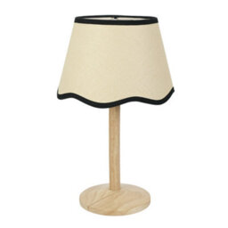 Valuelights Triston Natural Light Wood Stem Table Lamp With Scallop Black Trim Tapered Lamp Shade And Led Bulb - thumbnail 2