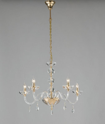 Luminosa Lighting Luminosa Riflesso 5 Light Chandeliers Gold, Crystal 70X53Cm - image 1