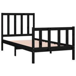 Berkfield Bed Frame Black Solid Wood 75X190 Cm 2Ft6 Small Single - thumbnail 4