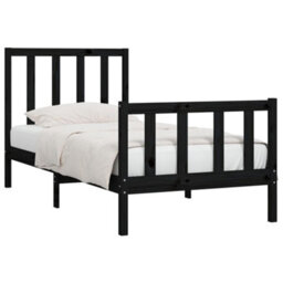 Berkfield Bed Frame Black Solid Wood 75X190 Cm 2Ft6 Small Single - thumbnail 3
