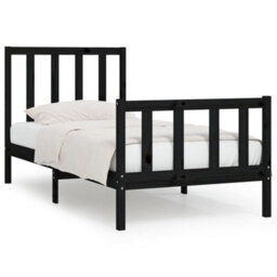 Berkfield Bed Frame Black Solid Wood 75X190 Cm 2Ft6 Small Single - thumbnail 2