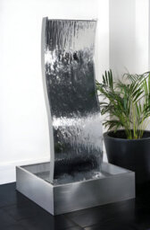 Primrose Double-Sided Curved Stainless Steel Water Wall With Stainless Steel Reservoir Indoor Outdoor H130Cm - thumbnail 2