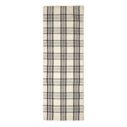 Homescapes Logan Black And White Tartan Check Non-Slip 100% Wool Rug, 66 X 200 Cm - thumbnail 2