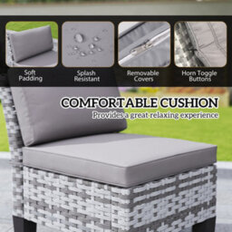 Outsunny 7 Pcs Rattan Garden Dining Set With Cushions, Umbrella Hole, Grey - thumbnail 4