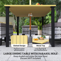 Outsunny 7 Pcs Rattan Garden Dining Set With Cushions, Umbrella Hole, Grey - thumbnail 5